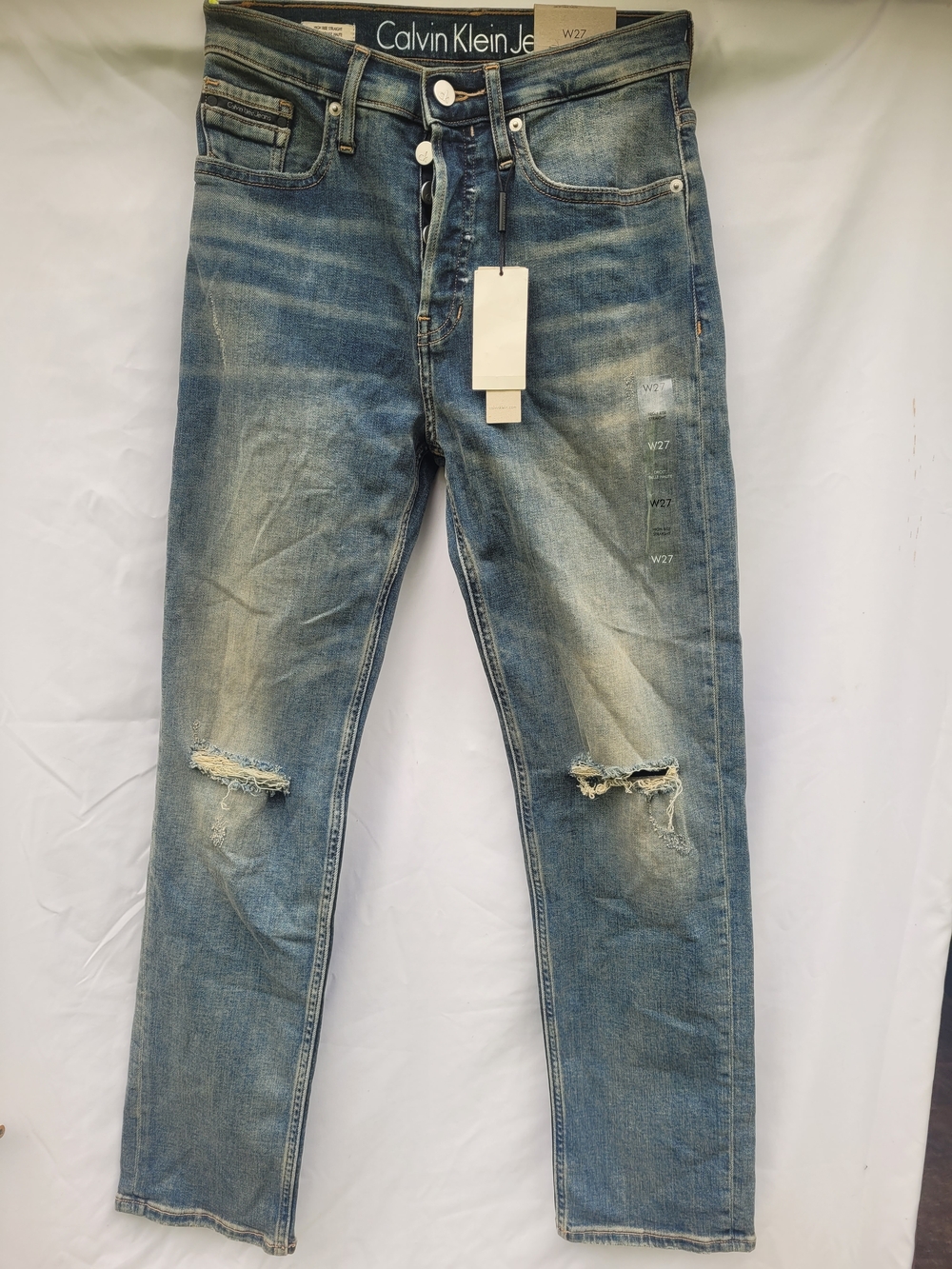 Calvin Klein Womens Jeans Distressed Blue Denim Jeans Size 27
